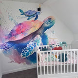 Panorama Kindertapete Schildkröte Aquarell