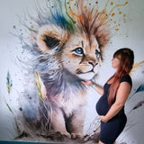 Panoramatapete Löwe mit mehrfarbiger Mähne