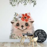 Panoramatapete Igel mit Blumenkrone