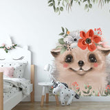 Panoramatapete Igel mit Blumenkrone