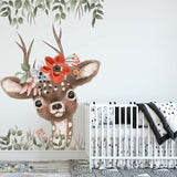 Panoramatapete Hirsch mit Blumenkrone