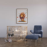 Affiche enfant lion crinière dans le vent