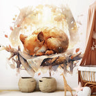 Papier peint enfant panoramique écureuil dans les nuages