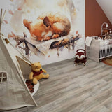 Panoramatapete Kinder Eichhörnchen in den Wolken