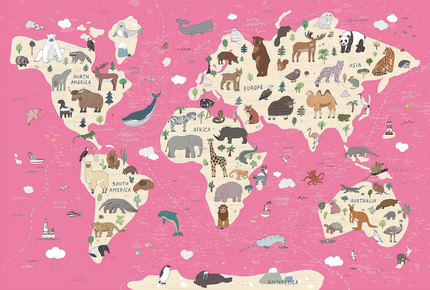Panorama Kindertapete Weltkarte
