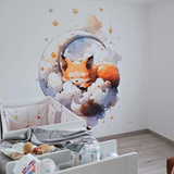 Panorama Kindertapete Babyfuchs in den Wolken