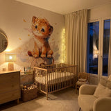 Papier peint enfant panoramique bébé Lion dans les nuages