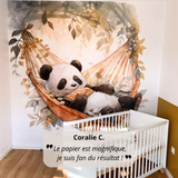 Papier peint enfant panoramique panda qui dort MyJoliWall