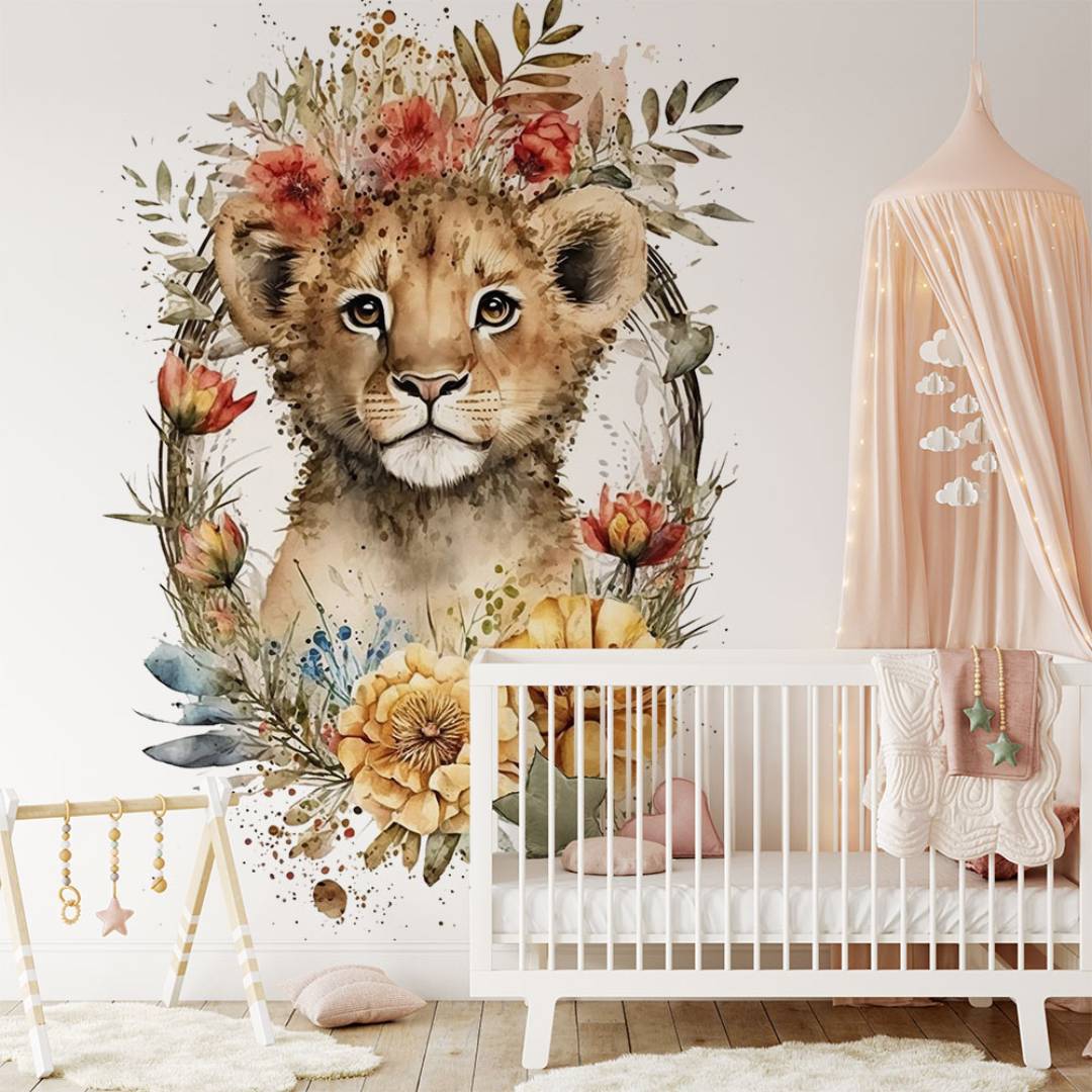 Papier peint enfant Lion Watercolor My Joli Wall