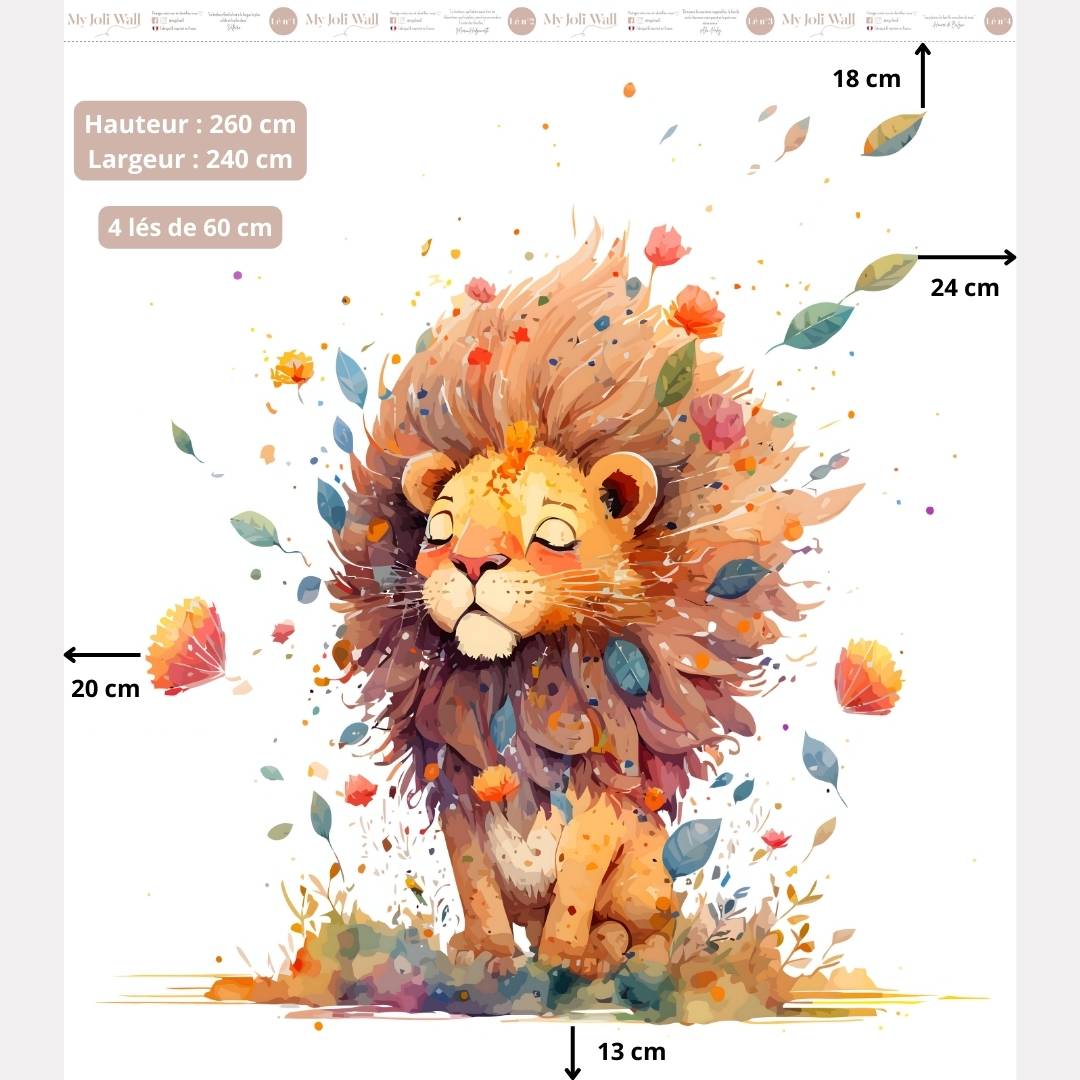 Papier peint enfant panoramique Lion mignon