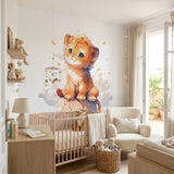 Papier peint enfant panoramique bébé Lion dans les nuages