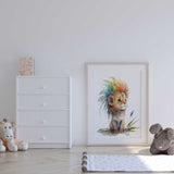 Affiche enfant Roi lion crinière multicolore