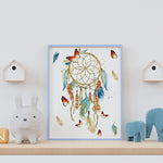 Affiche attrape-rêves aquarelle illustrée, accrochée dans une chambre d'enfant