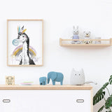 Affiche dinosaure bulle colorée illustrée, accrochée dans une chambre d'enfant