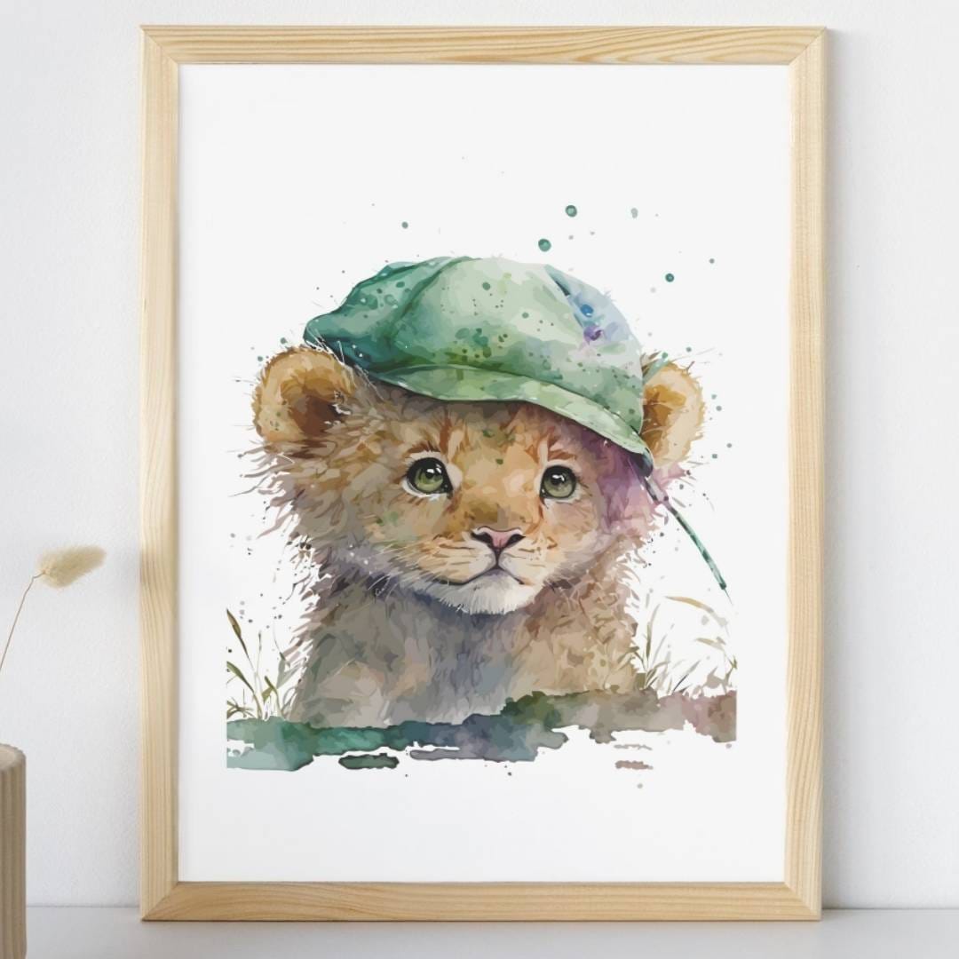 Affiche lion gavroche illustrée, accrochée dans une chambre d'enfant