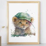 Affiche lion gavroche illustrée, accrochée dans une chambre d'enfant