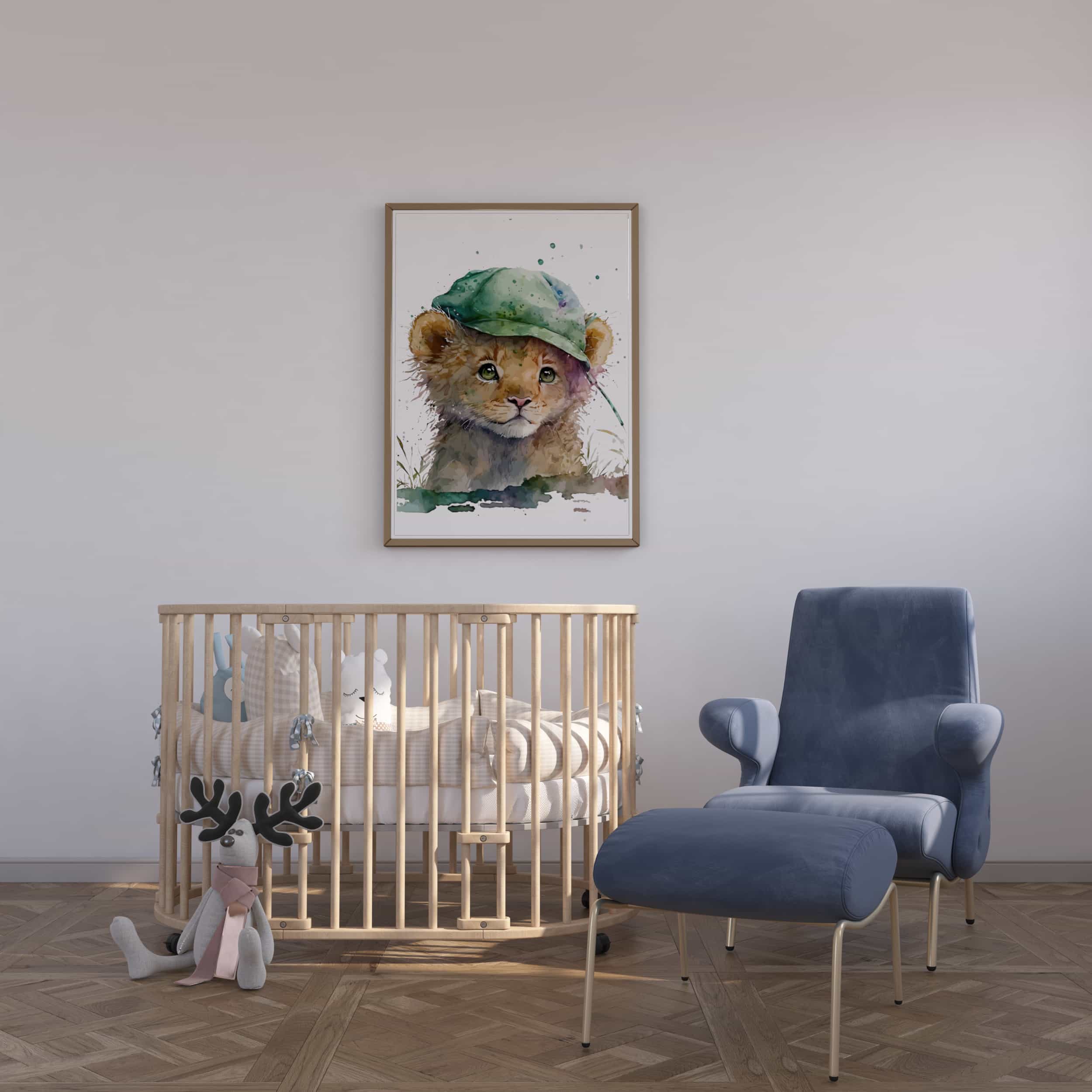Deuxième vue de l'affiche lion gavroche dans une chambre d'enfant