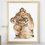 Affiche lion tout mignon illustrée, accrochée dans une chambre d'enfant