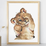 Affiche lion tout mignon illustrée, accrochée dans une chambre d'enfant