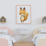 Affiche renard mignon illustrée, accrochée dans une chambre d'enfant