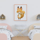 Affiche renard mignon illustrée, accrochée dans une chambre d'enfant