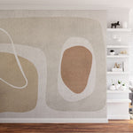 Papier peint panoramique abstrait 2 illustré, dans une chambre adulte