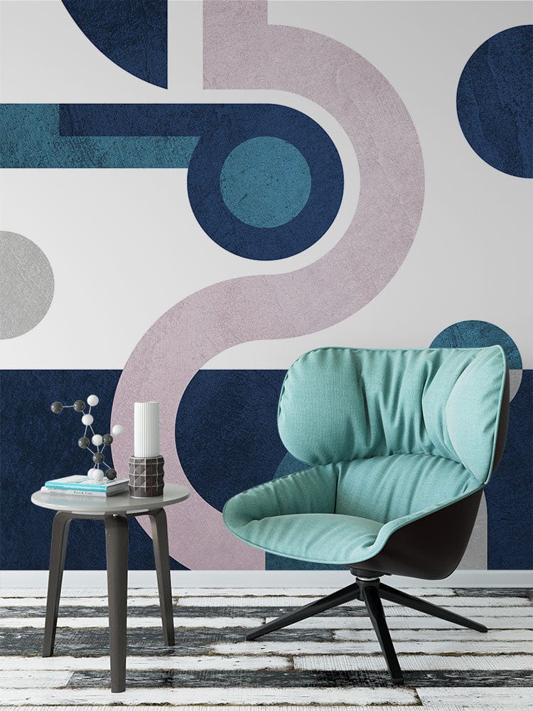 Papier peint panoramique abstrait illustré, dans une chambre adulte