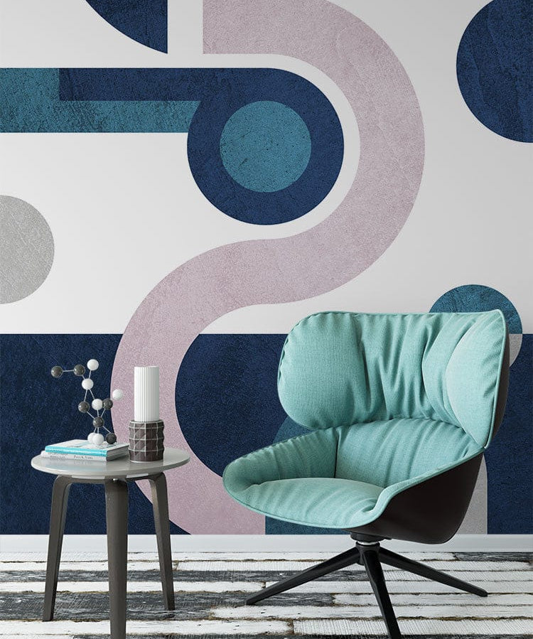Papier peint panoramique abstrait illustré, dans une chambre adulte