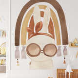Deuxième vue du papier peint arc-en-ciel lapin dans une chambre d'enfant