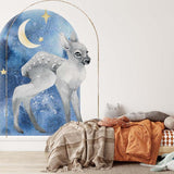 Deuxième vue du papier peint biche lune dans une chambre d'enfant