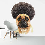 Deuxième vue du papier peint bouledogue funky dans une chambre d'enfant
