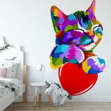 Papier peint panoramique chat illustré, dans une chambre de bébé