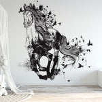 Papier peint panoramique cheval 2 illustré, dans une chambre d'enfant