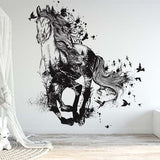 Papier peint panoramique cheval 2 illustré, dans une chambre d'enfant