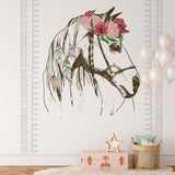 Papier peint panoramique cheval illustré, dans une chambre d'enfant