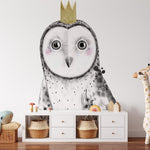 Papier peint panoramique chouette reine illustré, dans une chambre d'enfant