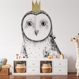 Papier peint panoramique chouette reine illustré, dans une chambre d'enfant