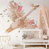 Papier peint panoramique cygne vol illustré, dans une chambre d'enfant