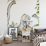 Deuxième vue du papier peint dinosaure ballade dans une chambre de garçon