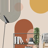 Papier peint panoramique duo arches illustré, dans une chambre adulte