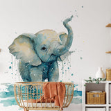 Deuxième vue du papier peint éléphant joueur dans une chambre d'enfant
