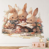 Deuxième vue du papier peint famille lapin dans une chambre d'enfant