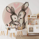 Deuxième vue du papier peint famille lapin love dans une chambre d'enfant