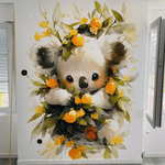Troisième vue du papier peint fleuri koala couronne de fleurs dans une chambre de bébé