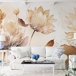 Papier peint panoramique floral 3 illustré, dans une chambre adulte