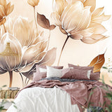 Troisième vue du papier peint floral 3 dans une chambre adulte