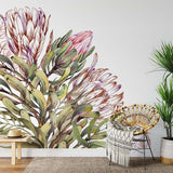 Deuxième vue du papier peint floral dans une chambre adulte