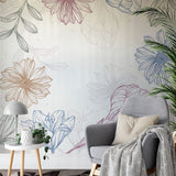 Deuxième vue du papier peint floral vintage dans une chambre adulte