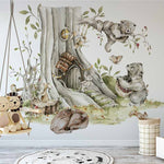 Deuxième vue du papier peint forêt enchantée n°1 dans une chambre d'enfant
