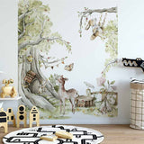 Papier peint panoramique forêt enchantée n°2 illustré, dans une chambre d'enfant